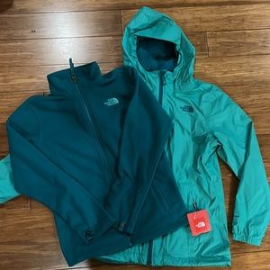 NEW NORTH FACE Girls Tri 3 in 1 Jacket Aqua Green sz L 14/16